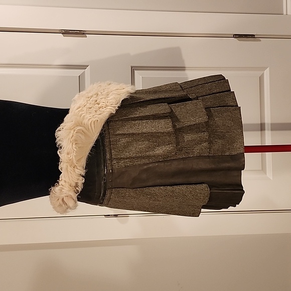 Pringle of Scotland Grunge Wool, Leather, Fur Kilt, Size 10 - Picture 1 of 4
